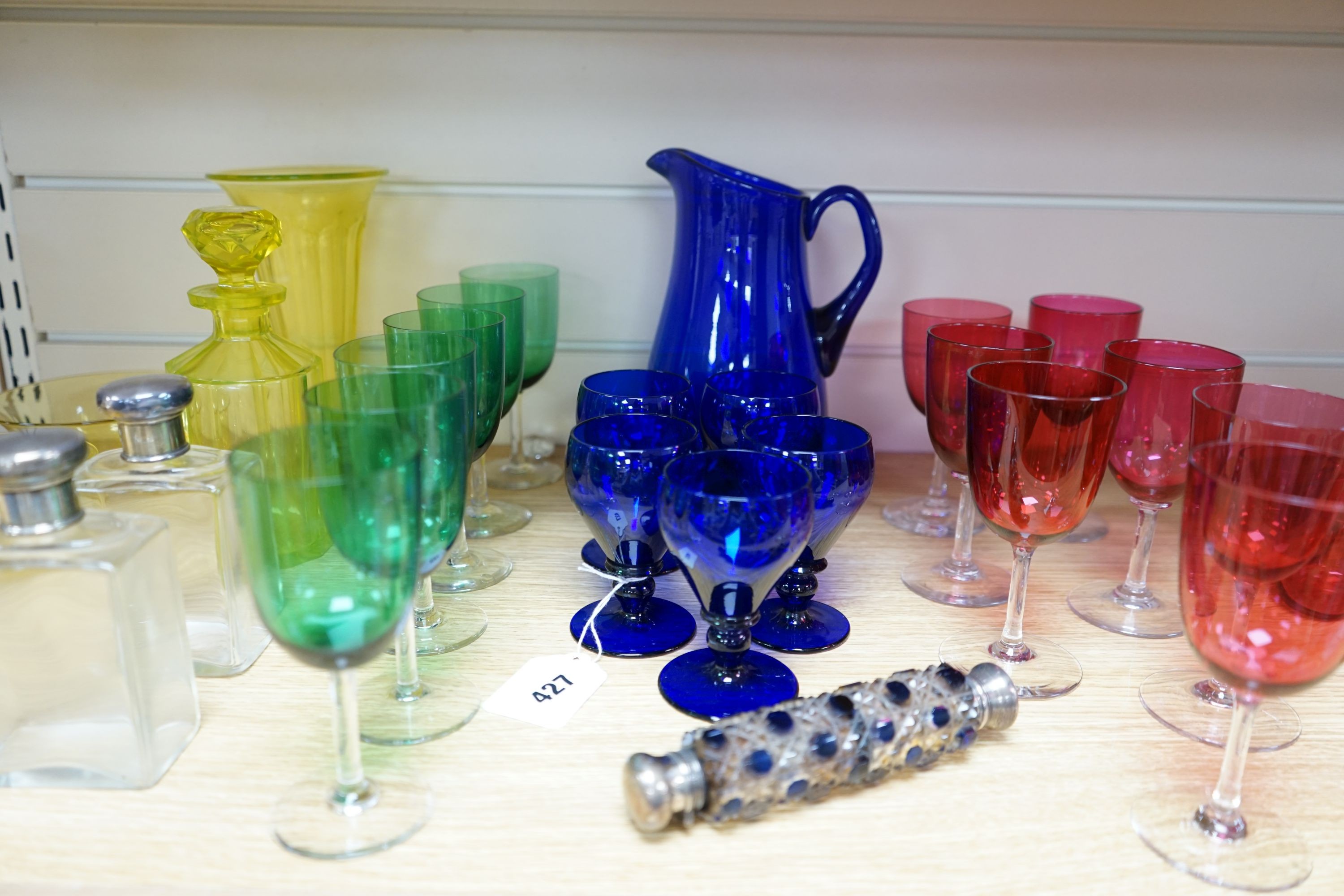 A group of mixed coloured glass